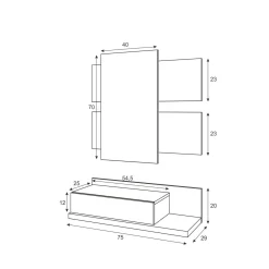 Mobile da ingresso sospeso con cassetto bianco e cemento 75x90h cm - Anro