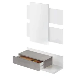 Mobile da ingresso sospeso con cassetto bianco e cemento 75x90h cm - Anro