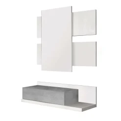 Mobile da ingresso sospeso con cassetto bianco e cemento 75x90h cm - Anro