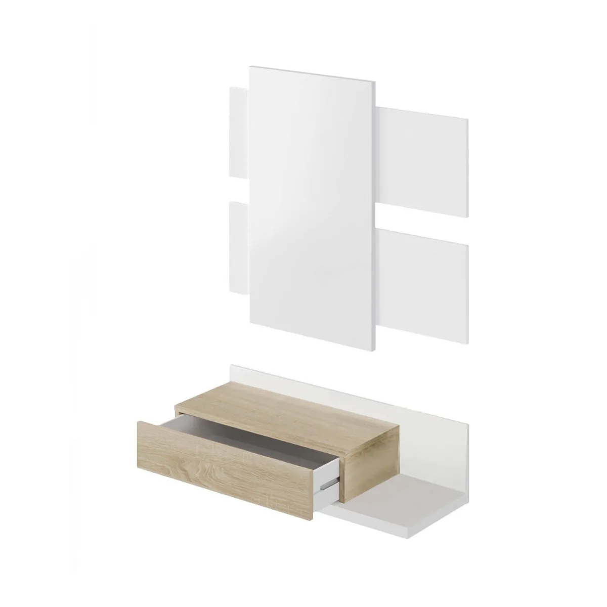 Mobili Da Ingresso|Ingresso > Dmora Mobile da ingresso sospeso con cassetto bianco lucido e noce 75x90h cm - Anro Marrone Noce, Bianco Lucido