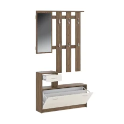 Mobile da ingresso sospeso con scarpiera bianco e quercia 100x190h cm - Garolfo