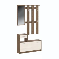 Mobile da ingresso sospeso con scarpiera bianco e quercia 100x190h cm - Garolfo