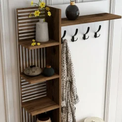 Mobile ingresso 2 ante legno e metallo noce e bianco 90x200h cm - Anja