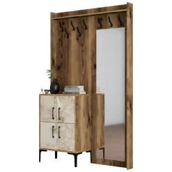 Mobili Da Ingresso|Ingresso > Dmora Mobile ingresso 2 ante noce e bianco 120x200h cm - Isidore Bianco, Marrone Noce