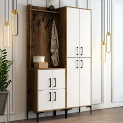Mobile ingresso 4 ante noce e bianco 120x200h cm - Eufemia