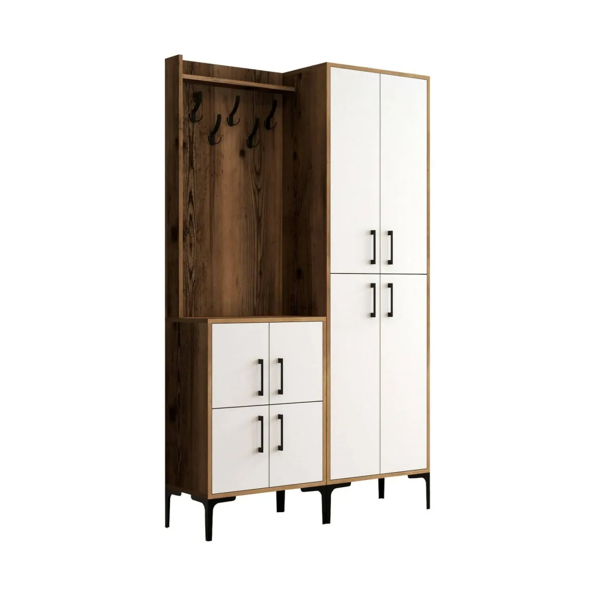 Mobile ingresso 4 ante noce e bianco 120x200h cm - Eufemia