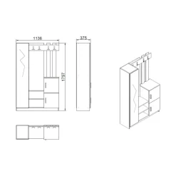Mobile ingresso 2 ante quercia e antracite 113x179h cm - Arco