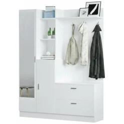 Mobili Da Ingresso|Ingresso > Dmora Mobile ingresso appendiabiti 140x181h cm - Anumali Bianco