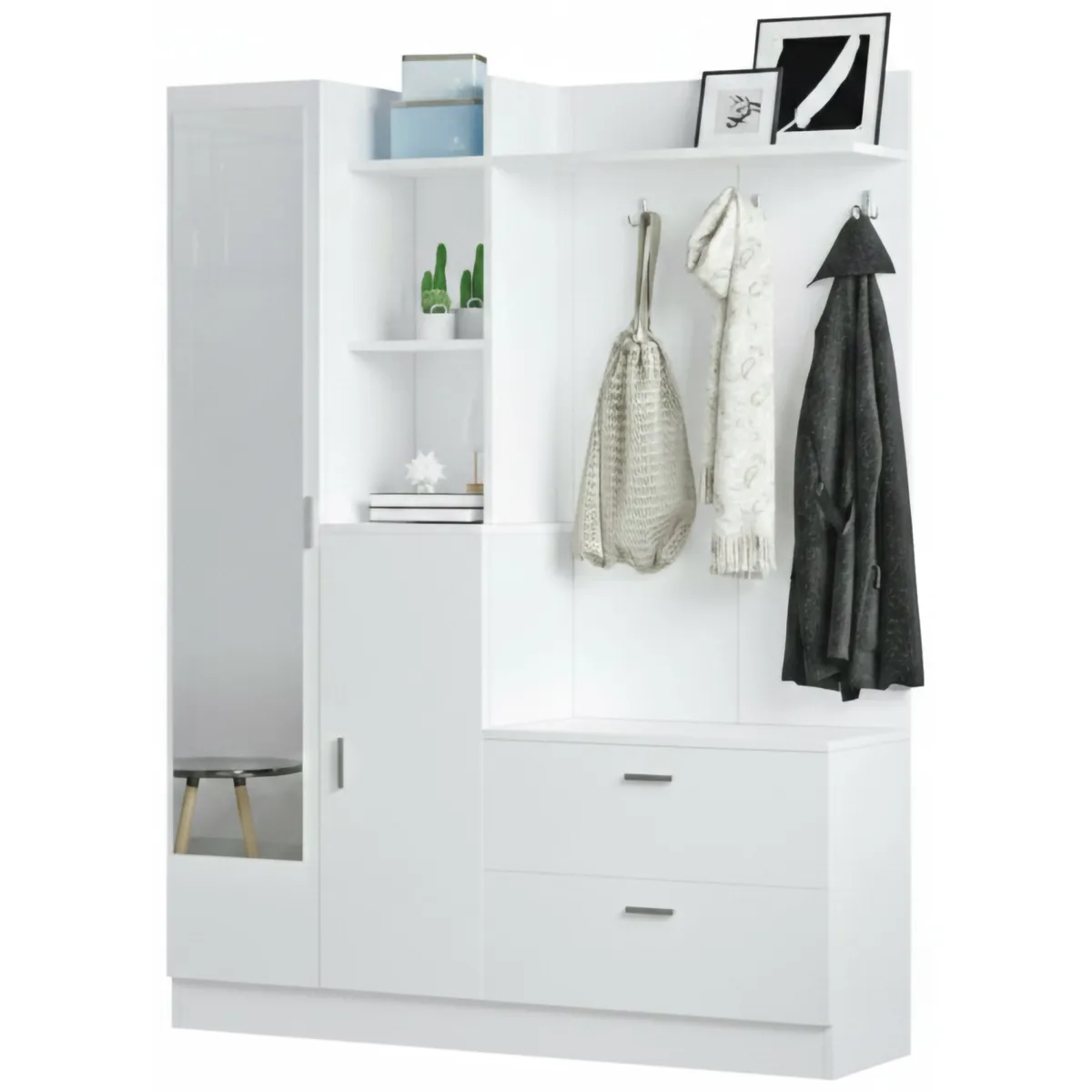 Mobili Da Ingresso|Ingresso > Dmora Mobile ingresso appendiabiti 140x181h cm - Anumali Bianco