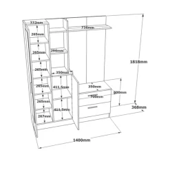 Mobile ingresso appendiabiti quercia e bianco 140x181h cm - Anumali