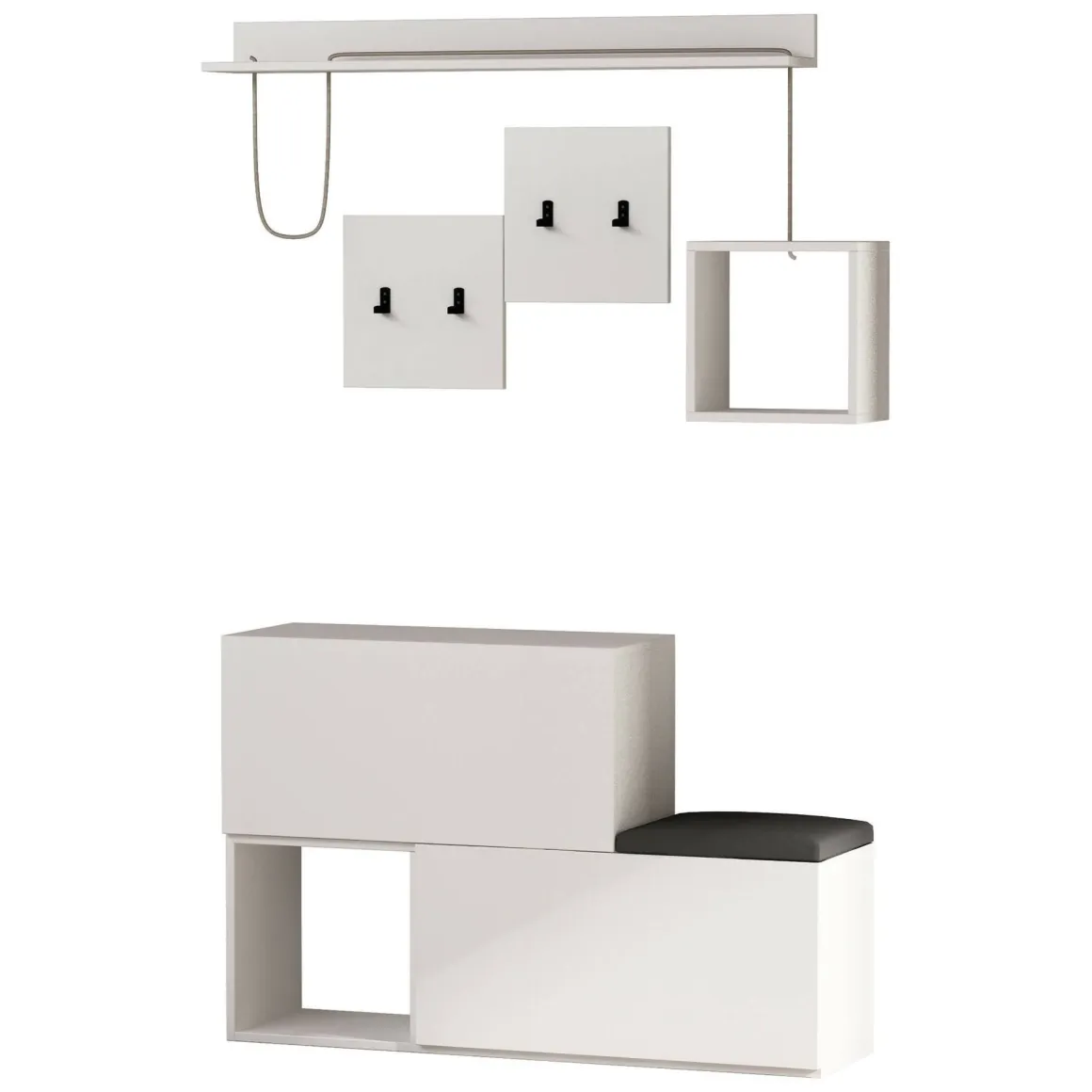 Mobile ingresso a scacchi sospeso 2 ante bianco 120x76h cm - Lariana