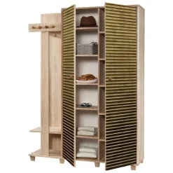 Ingresso > Dmora Mobile ingresso cannettato 2 ante quercia 135x194h cm - Liana Marrone Quercia