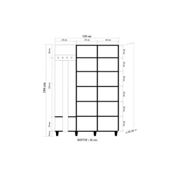 Ingresso > Dmora Mobile ingresso cannettato 2 ante quercia 135x194h cm - Liana Marrone Quercia