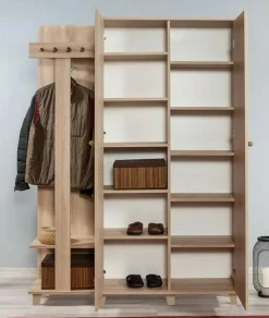 Ingresso > Dmora Mobile ingresso cannettato 2 ante quercia 135x194h cm - Liana Marrone Quercia