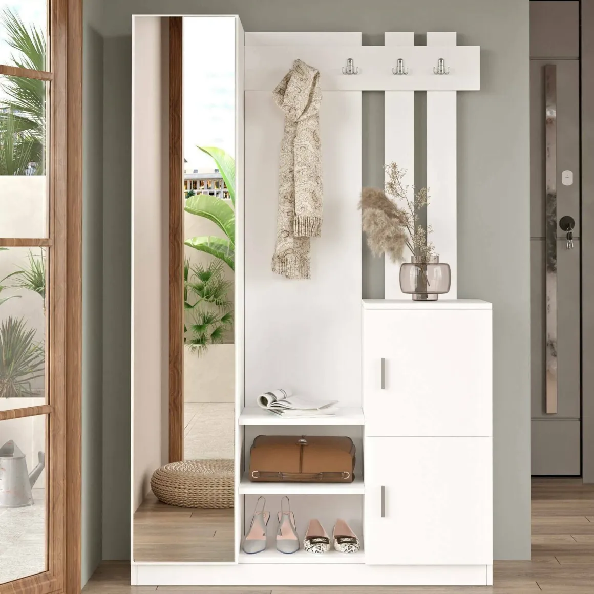 Mobile ingresso chic sospeso 2 ante bianco 113x180h cm - Fernand