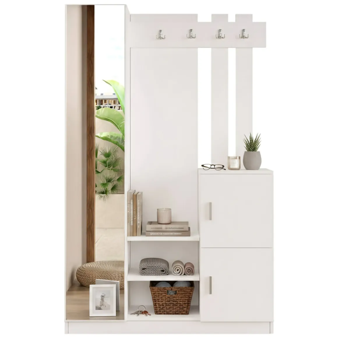 Mobile ingresso chic sospeso 2 ante bianco 113x180h cm - Fernand