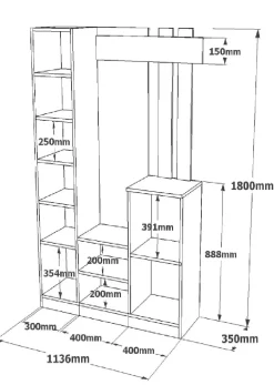 Mobile ingresso chic sospeso 2 ante bianco 113x180h cm - Fernand