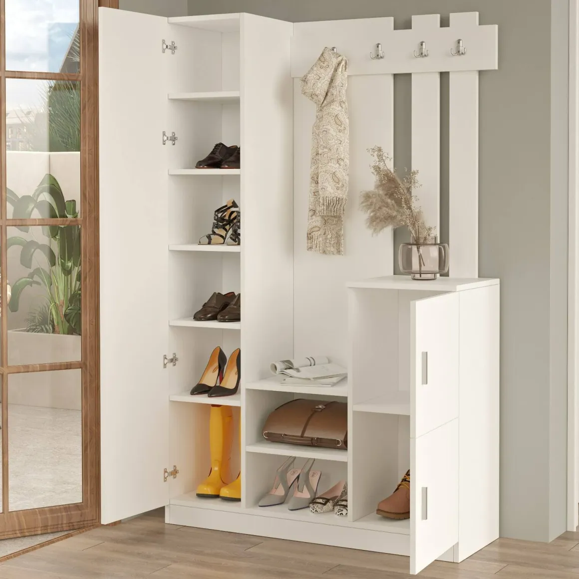 Mobile ingresso chic sospeso 2 ante bianco 113x180h cm - Fernand