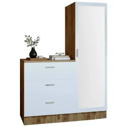 Mobile ingresso con 3 cassetti quercia e bianco 60x72h cm - Jaime