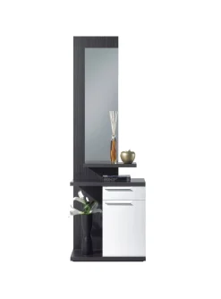 Ingresso > Dmora Mobile ingresso con cassetto bianco e grigio cenere 61x186h cm - Axell Grigio, Bianco Cenere