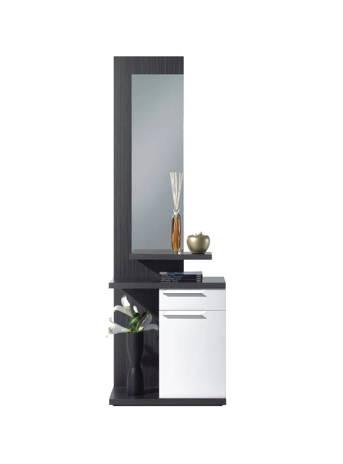Ingresso > Dmora Mobile ingresso con cassetto bianco e grigio cenere 61x186h cm - Axell Grigio, Bianco Cenere