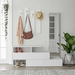 Mobili Da Ingresso|Ingresso > Dmora Mobile ingresso da parete 3 ante 170x190h cm - Barengo Bianco