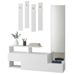 Mobili Da Ingresso|Ingresso > Dmora Mobile ingresso da parete 3 ante 170x190h cm - Barengo Bianco