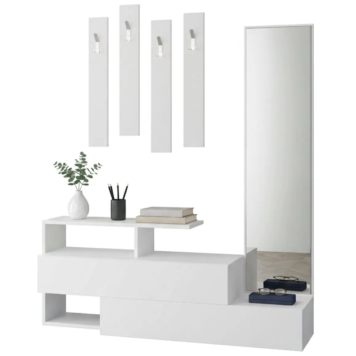 Mobili Da Ingresso|Ingresso > Dmora Mobile ingresso da parete 3 ante 170x190h cm - Barengo Bianco