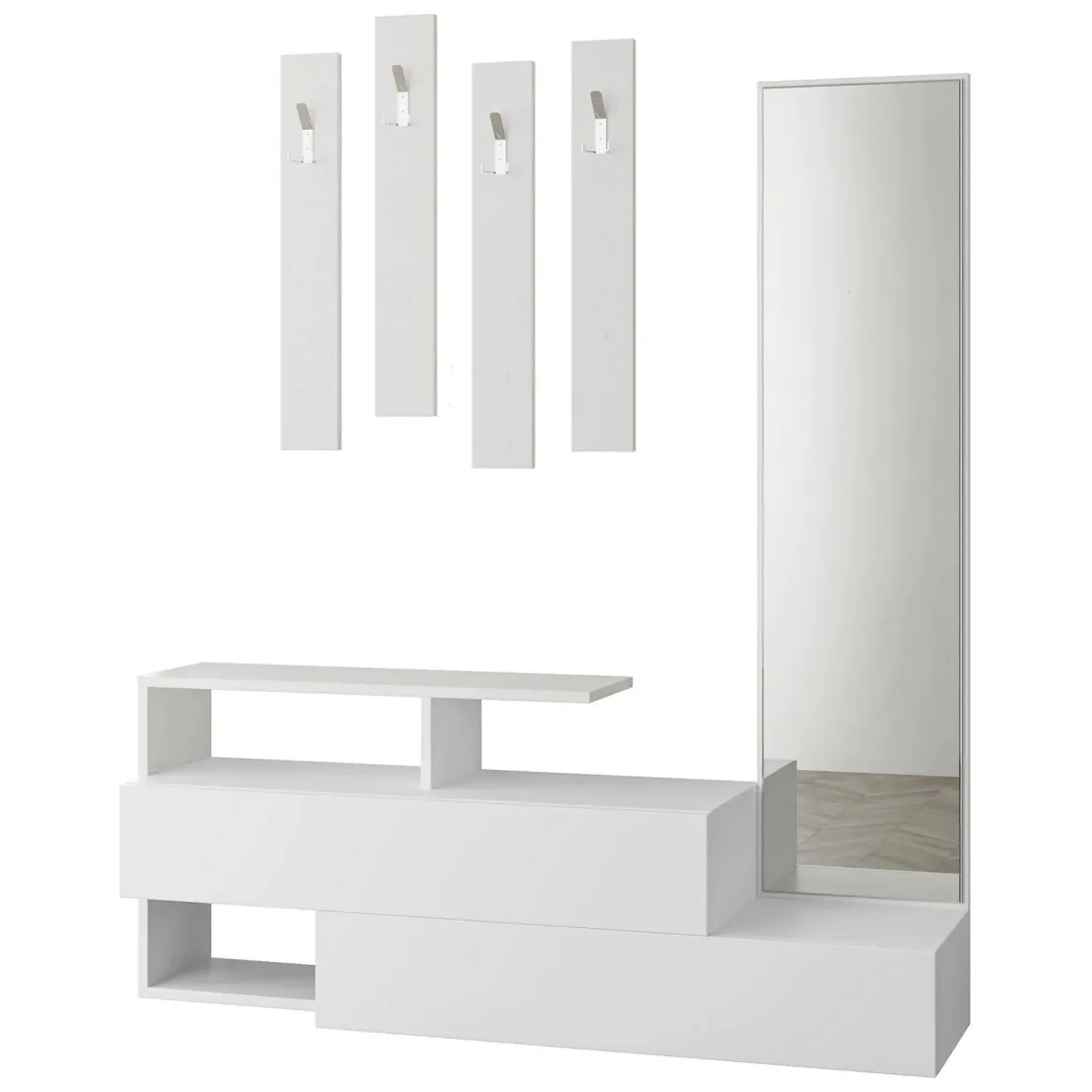 Mobili Da Ingresso|Ingresso > Dmora Mobile ingresso da parete 3 ante 170x190h cm - Barengo Bianco