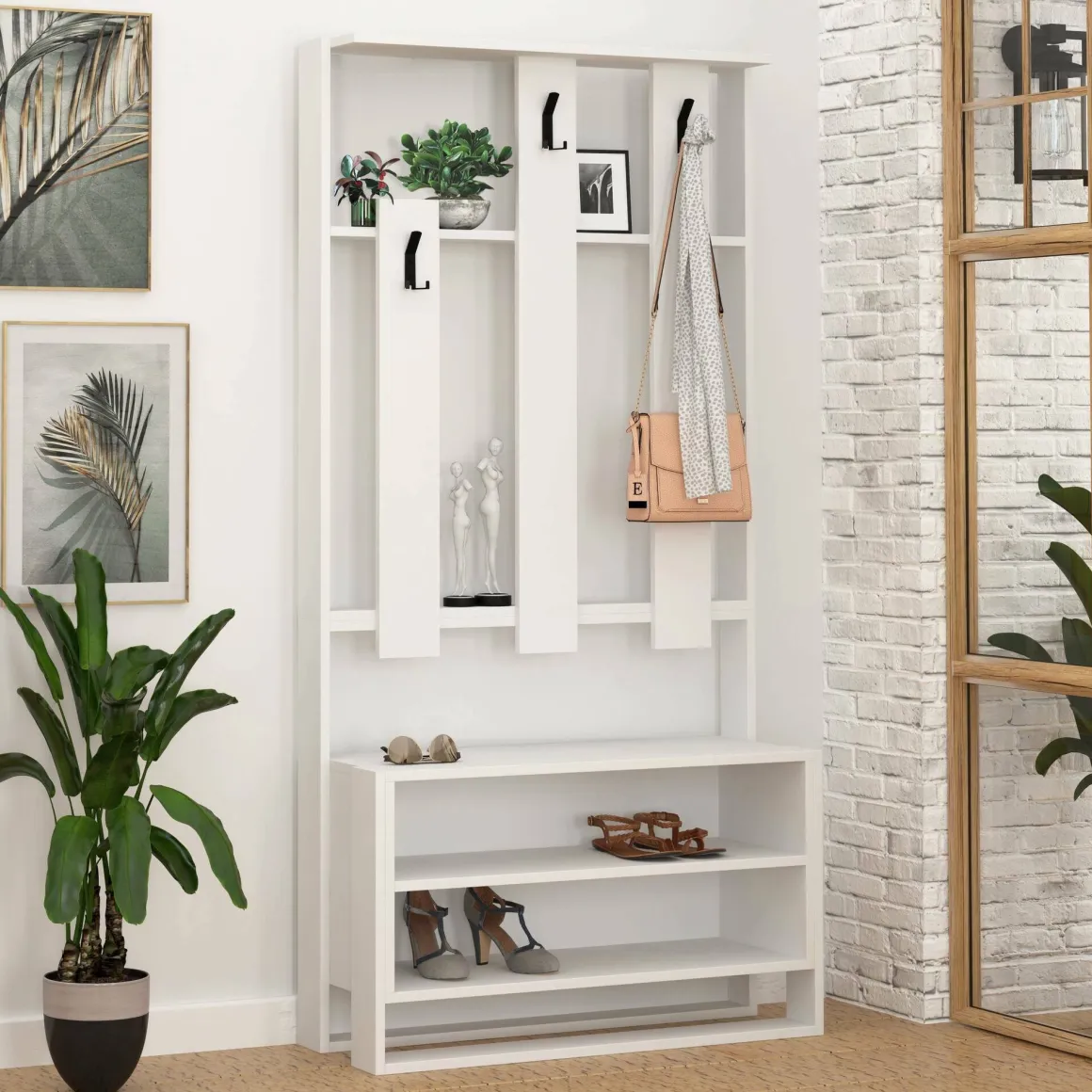 Mobile ingresso elegante da parete bianco 90x180h cm - Toraji