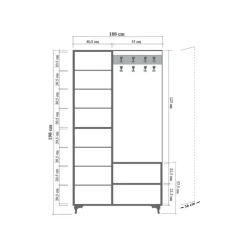 Mobile ingresso quercia e multicolore 100x190h cm - Sugilite