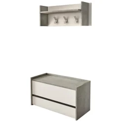 Mobili Da Ingresso|Ingresso > Dmora Mobile ingresso sospeso con cassetto cemento e bianco 90x46h cm - Actinolite Bianco, Grigio Cemento