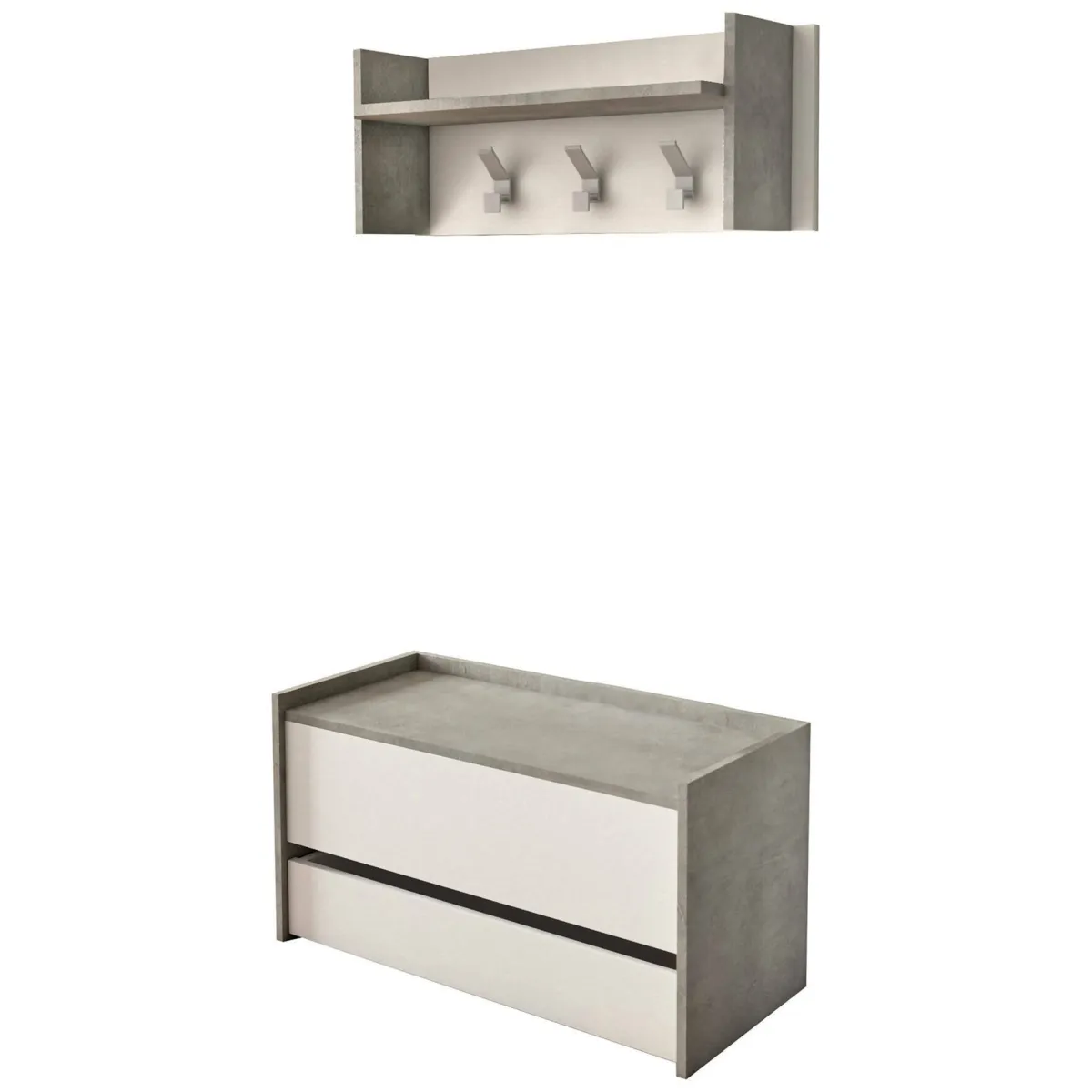 Mobili Da Ingresso|Ingresso > Dmora Mobile ingresso sospeso con cassetto cemento e bianco 90x46h cm - Actinolite Bianco, Grigio Cemento