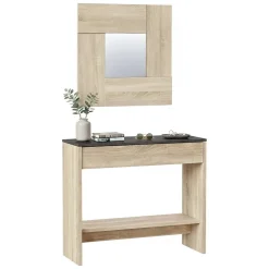 Mobile ingresso sospeso con cassetto rovere e noce 92x79h cm - Alwin