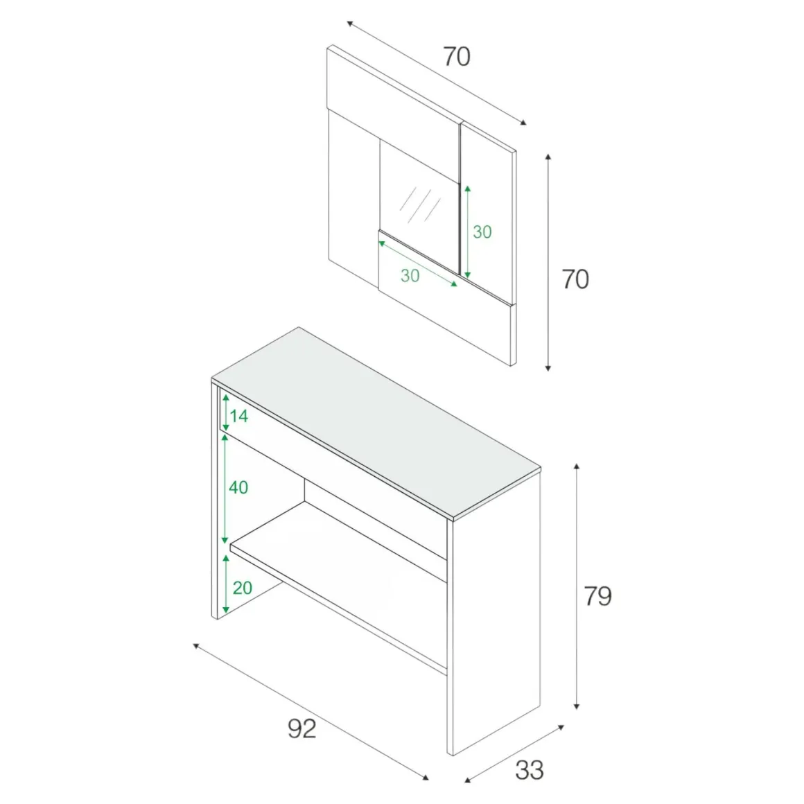 Mobile ingresso sospeso con cassetto rovere e noce 92x79h cm - Alwin