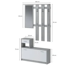 Mobili Da Ingresso|Ingresso > Dmora Mobile ingresso sospeso con scarpiera bianco e cemento 100x190h cm - Garolfo Grigio, Bianco Cemento