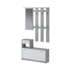 Mobili Da Ingresso|Ingresso > Dmora Mobile ingresso sospeso con scarpiera bianco e cemento 100x190h cm - Garolfo Grigio, Bianco Cemento