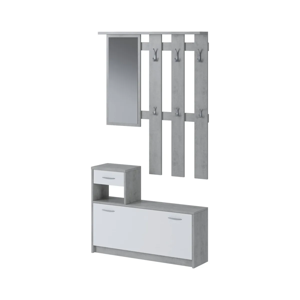 Mobili Da Ingresso|Ingresso > Dmora Mobile ingresso sospeso con scarpiera bianco e cemento 100x190h cm - Garolfo Grigio, Bianco Cemento