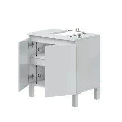 Mobile lavabo 2 ante 60x40x63h cm bianco lucido - Jerome
