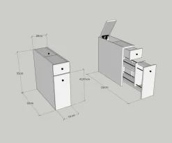 Bagno|Mobili Sottolavabo > Dmora Mobile lavabo 2 cassetti 20x60x55h cm - Isidora Bianco