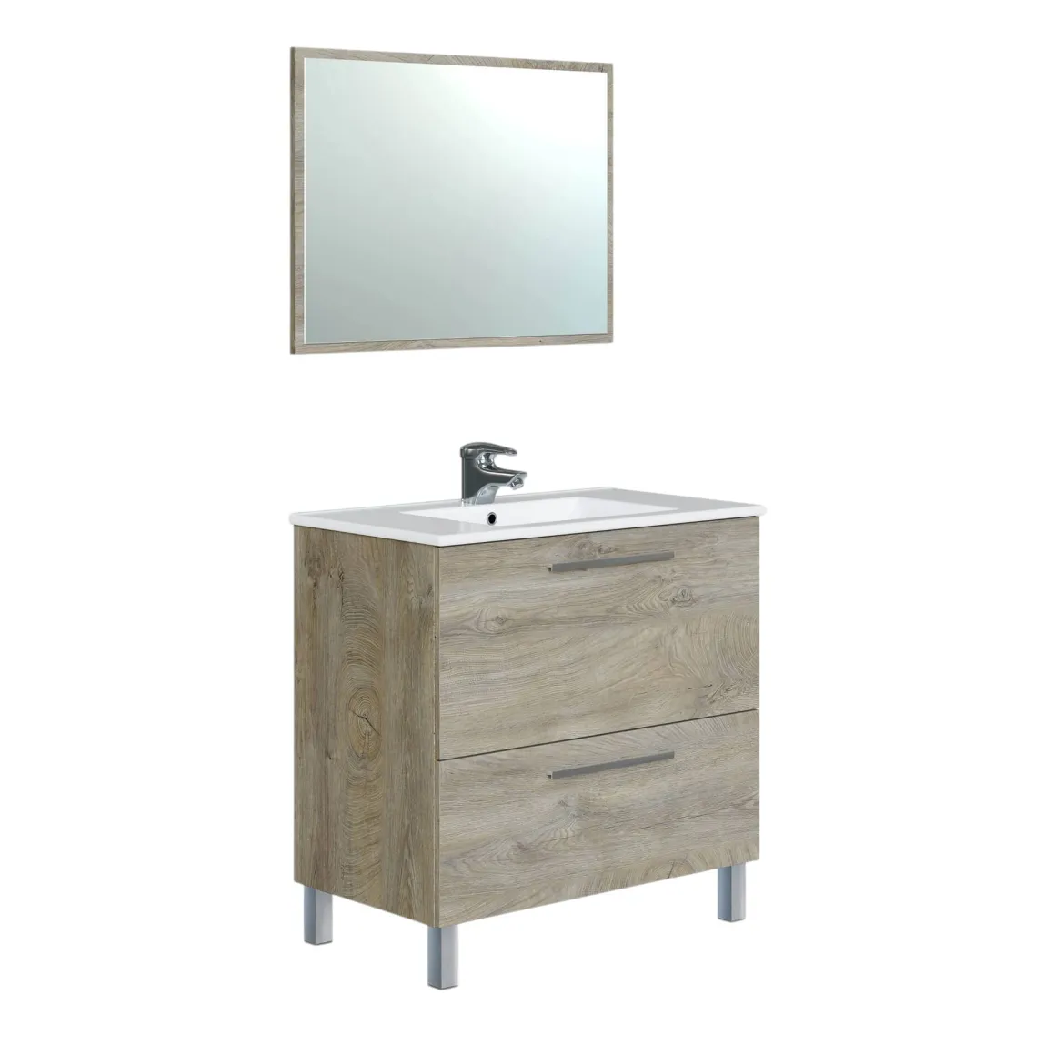 Mobile lavabo 2 cassetti 80x80x45h cm rovere - Abel