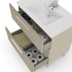Mobile lavabo 3 cassetti 80x86x45h cm rovere - Elleboro