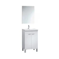 Bagno|Mobili Sottolavabo > Dmora Mobile lavabo sospeso con specchio 50x80x40h cm rovere - Almenia Marrone Rovere