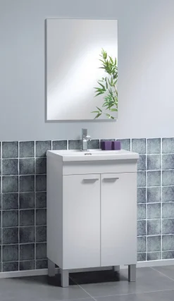 Bagno|Mobili Sottolavabo > Dmora Mobile lavabo sospeso con specchio 50x80x40h cm rovere - Almenia Marrone Rovere