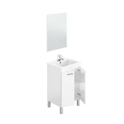 Bagno|Mobili Sottolavabo > Dmora Mobile lavabo sospeso con specchio 50x80x40h cm rovere - Almenia Marrone Rovere