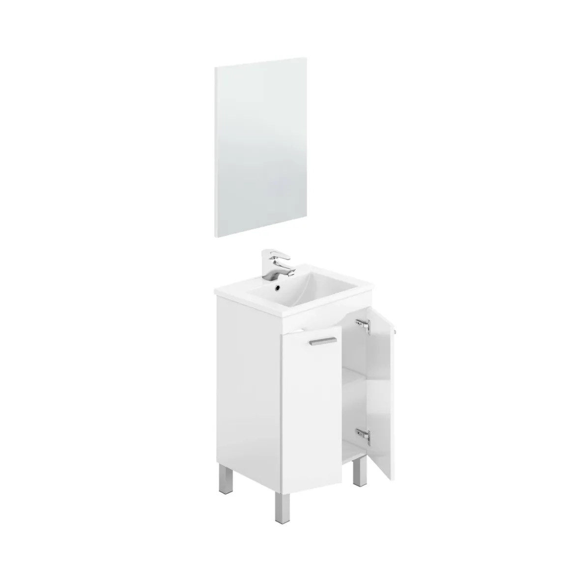 Bagno|Mobili Sottolavabo > Dmora Mobile lavabo sospeso con specchio 50x80x40h cm rovere - Almenia Marrone Rovere