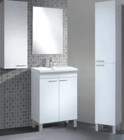 Mobile lavabo sospeso con specchio 50x80x40h cm bianco - Almenia