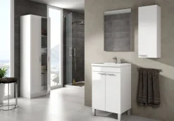 Mobile lavabo sospeso con specchio 50x80x40h cm bianco - Almenia