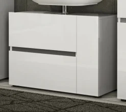 Mobili Sottolavabo > Dmora Mobile lavandino 1 anta e 1 cassetto 83x34x62h cm - Alamo Bianco Lucido