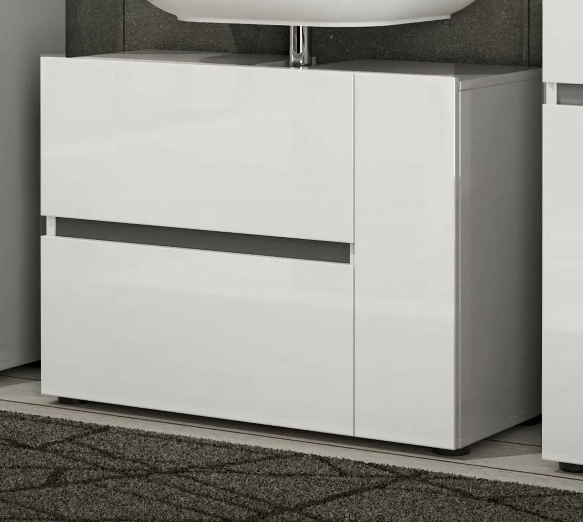 Mobili Sottolavabo > Dmora Mobile lavandino 1 anta e 1 cassetto 83x34x62h cm - Alamo Bianco Lucido